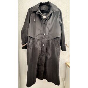 VTG Rain‎ Shedder Women's Raincoat Long Trench Coat 12 Removable Hood/Lining 90s